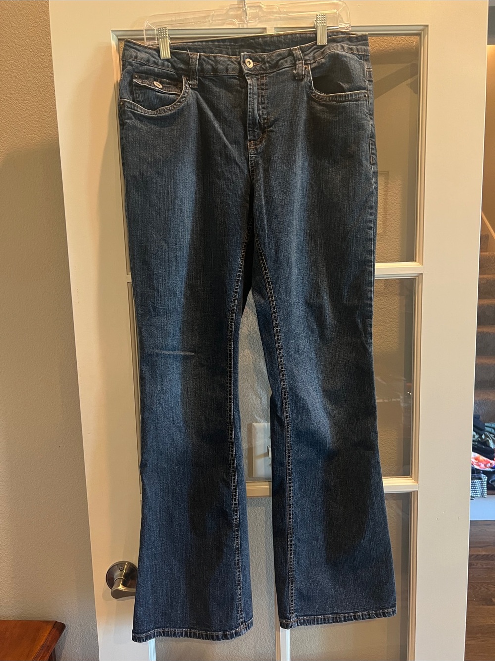 Faded Glory Women's Dark Wash Flare Jeans Size 12 - Picture 2 of 10
